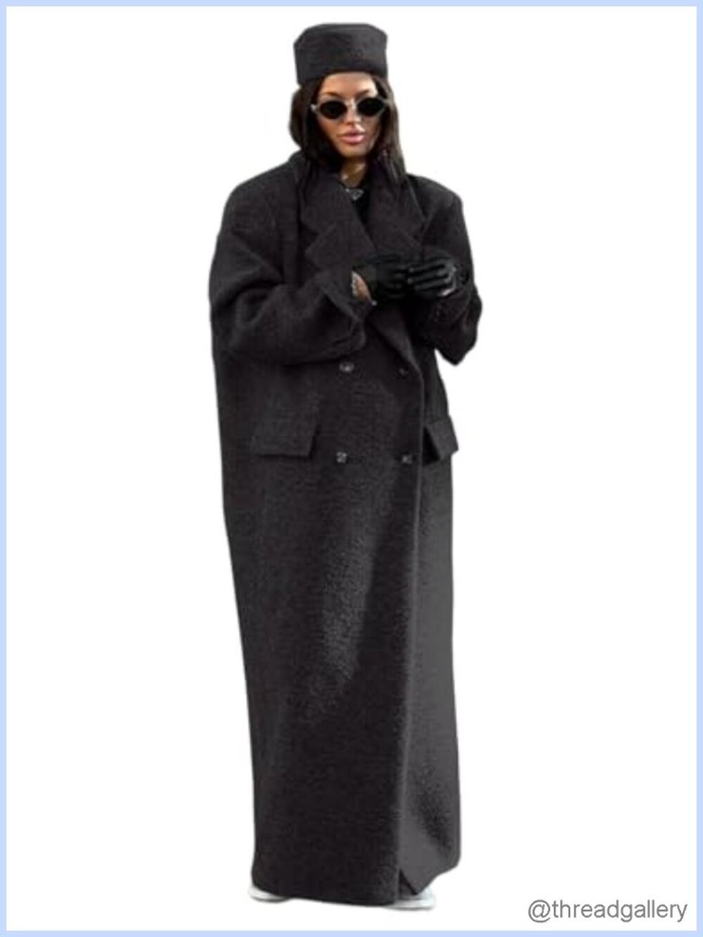 Womens Notch Lapel Double Breasted Long Peacoat Faux Suede